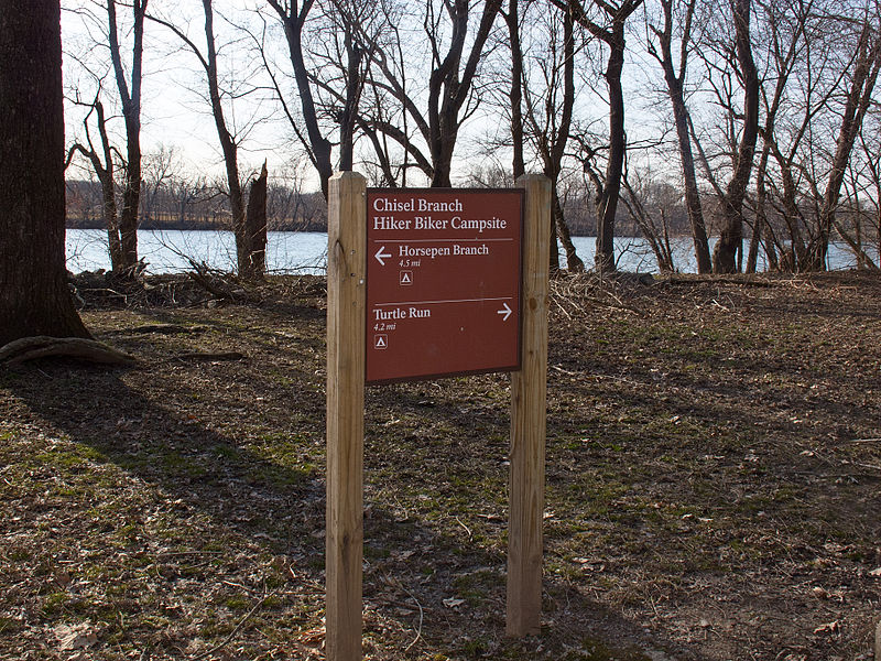 Chisel Branch Hiker Biker Campsite sign on Chesapeake and Ohio Canal